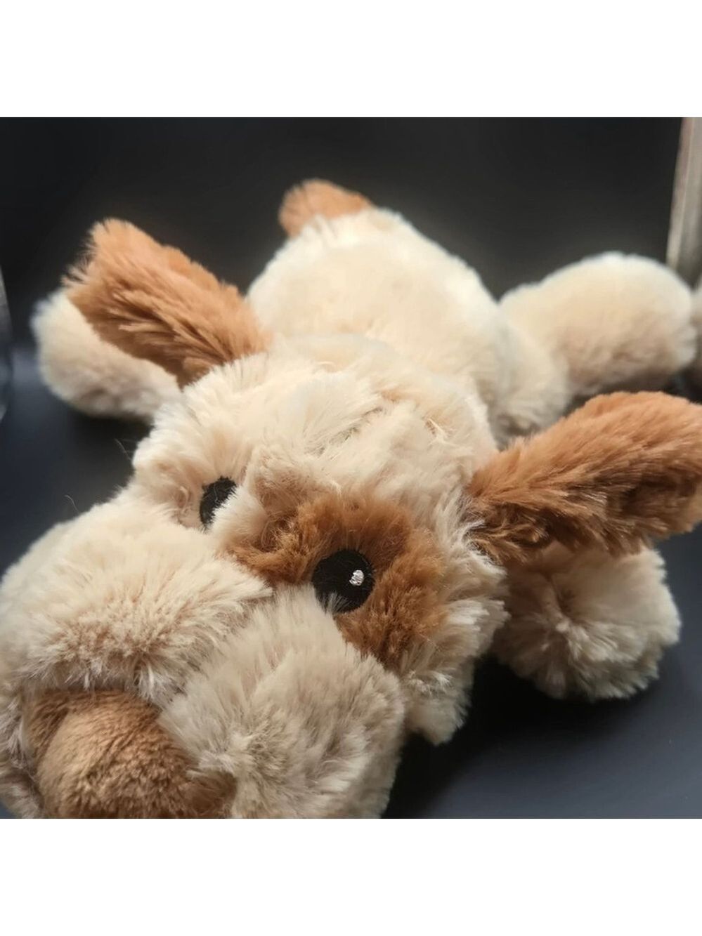 Greenbrier Tan Beige Puppy Dog Plush with Brown Eye Patch and Corduroy Bow Tie